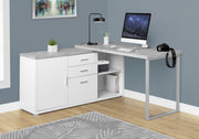 30" White Particle Board, Hollow Core, and Silver Metal Computer Desk