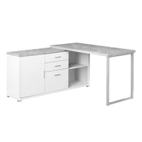 30" White Particle Board, Hollow Core, and Silver Metal Computer Desk