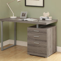 30" Dark Taupe Particle Board and Silver Metal Computer Desk