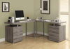 30" Dark Taupe Particle Board and Silver Metal Computer Desk