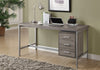 31" Dark Taupe Particle Board & Silver Metal Computer Desk with a Hollow Core