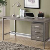 31" Dark Taupe Particle Board & Silver Metal Computer Desk with a Hollow Core