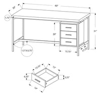 31" Dark Taupe Particle Board & Silver Metal Computer Desk with a Hollow Core