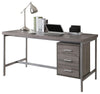31" Dark Taupe Particle Board & Silver Metal Computer Desk with a Hollow Core