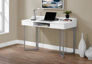 32.75" White MDF and Silver Metal Computer Desk