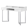 32.75" White MDF and Silver Metal Computer Desk