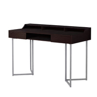 32.75" Cappuccino MDF and Silver Metal Computer Desk