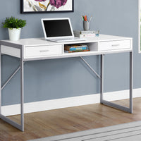 32.75" MDF and Silver Metal Computer Desk