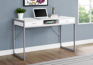 32.75" MDF and Silver Metal Computer Desk