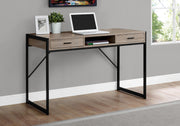 32.75" Dark Taupe MDF and Black Metal Computer Desk