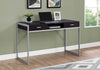 32.75" Cappuccino MDF and Silver Metal Computer Desk