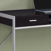 32.75" Cappuccino MDF and Silver Metal Computer Desk