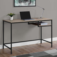 30" Dark Taupe MDF and Black Metal Computer Desk