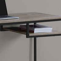 30" Dark Taupe MDF and Black Metal Computer Desk