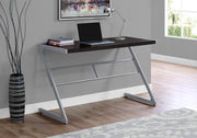 30" Cappuccino MDF and Silver Metal Computer Desk