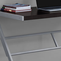 30" Cappuccino MDF and Silver Metal Computer Desk