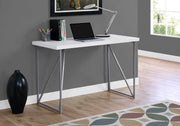 30" White MDF and Silver Metal Computer Desk