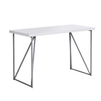 30" White MDF and Silver Metal Computer Desk