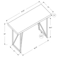 30" White MDF and Silver Metal Computer Desk