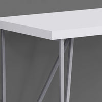 30" White MDF and Silver Metal Computer Desk