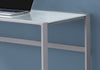 30" Silver Metal and White Tempered Glass Computer Desk