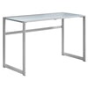 30" Silver Metal and White Tempered Glass Computer Desk