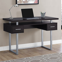 31" Particle Board and Silver Metal Computer Desk with a Hollow Core