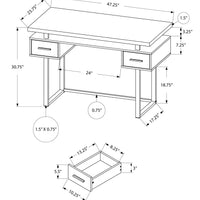 31" Particle Board and Silver Metal Computer Desk with a Hollow Core