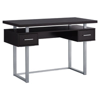 31" Particle Board and Silver Metal Computer Desk with a Hollow Core