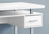 31" White Particle Board and Silver Metal Computer Desk with a Hollow Core