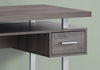 31" Dark Taupe Particle Board and Silver Metal Computer Desk with a Hollow Core