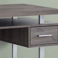 31" Dark Taupe Particle Board and Silver Metal Computer Desk with a Hollow Core