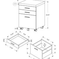 25.25" Black Particle Board and MDF Filing Cabinet with 3 Drawers