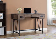 31" Brown Particle Board and Black Metal Computer Desk with a Hollow Core