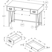 31" Brown Particle Board and Black Metal Computer Desk with a Hollow Core