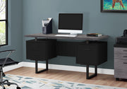 30.25" Black Particle Board and Black Metal Computer Desk with a Grey Top