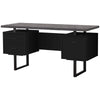 30.25" Black Particle Board and Black Metal Computer Desk with a Grey Top