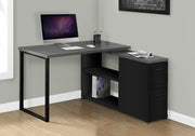 29.5" Black Particle Board and Silver Metal Computer Desk with a Grey Top