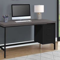 31" Black Particle Board and Black Metal Computer Desk with a Hollow Core