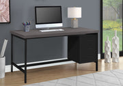 31" Black Particle Board and Black Metal Computer Desk with a Hollow Core