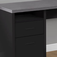30" Black Particle Board, Hollow Core, and Grey Top Computer Desk