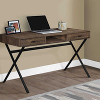 29.25" Brown Reclaimed Wood Particle Board and Black Metal Computer Desk