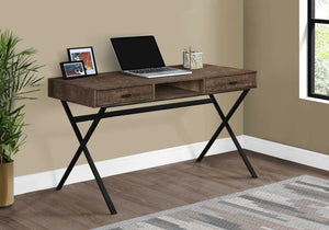 29.25" Brown Reclaimed Wood Particle Board and Black Metal Computer Desk