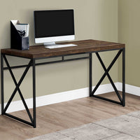29.75" Brown Particle Board and Black Metal Computer Desk