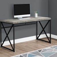 29.75" Grey Particle Board and Black Metal Computer Desk