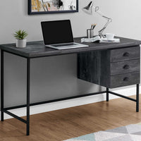 30" Black Particle Board and Black Metal Computer Desk with a Hollow Core