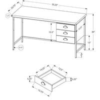 30" Black Particle Board and Black Metal Computer Desk with a Hollow Core