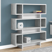 54.75" White and Cement Particle Board and MDF Bookcase with a Hollow Core