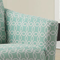 35" Faded Green Cotton, Linen, Foam, and Solid Wood Accent Chair