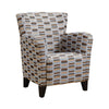 35" Beige-Brown Earth Tone Geometric Polyester, Foam, and Solid Wood Accent Chair